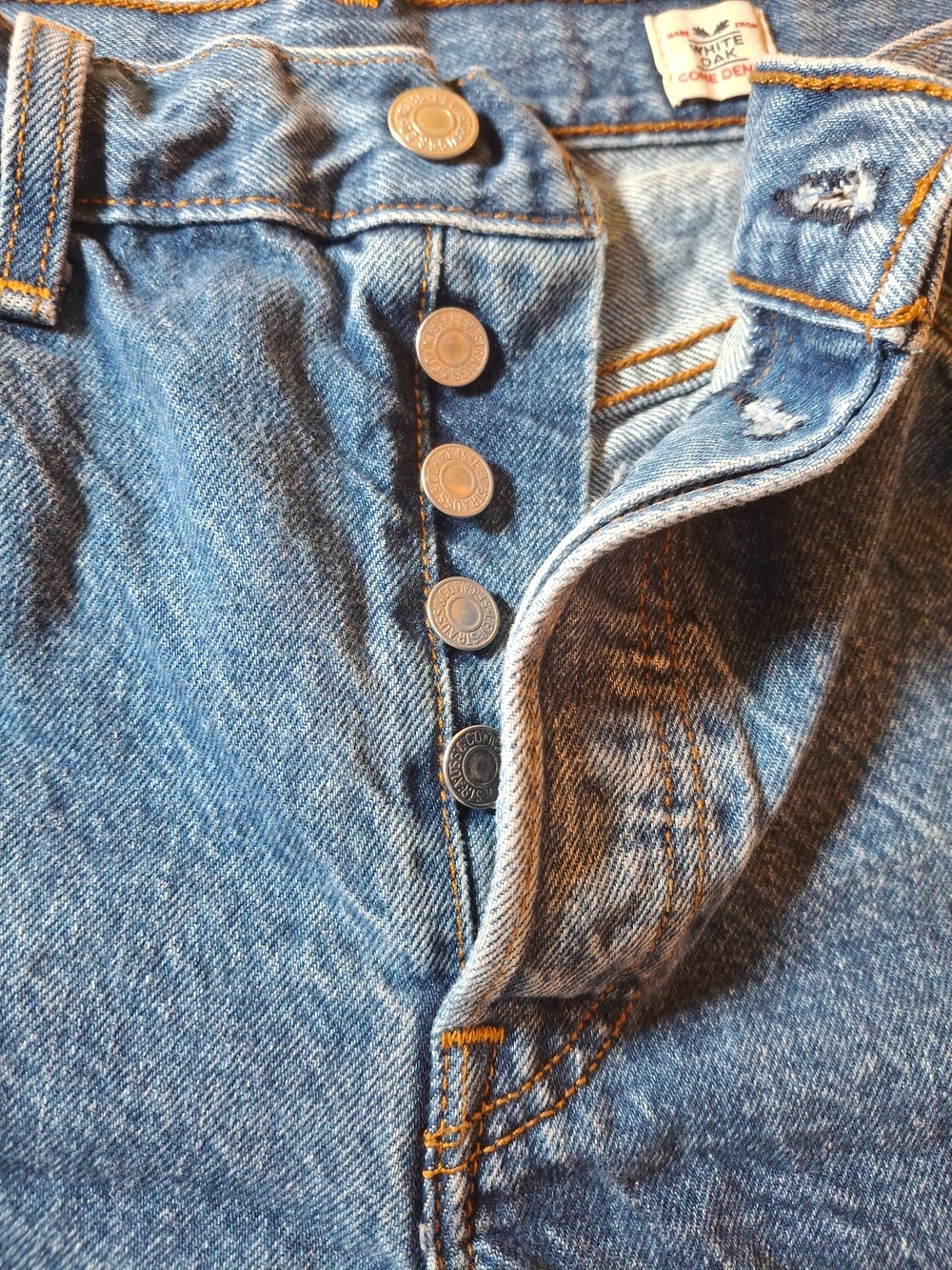 Levis Button-Fly Blue Denim Shorts
